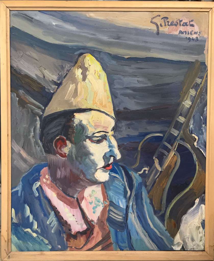 A painting of a clown after restoration
