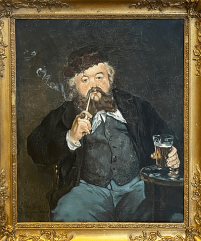 Een schilderij van een man die een pijp rookt na restauratie