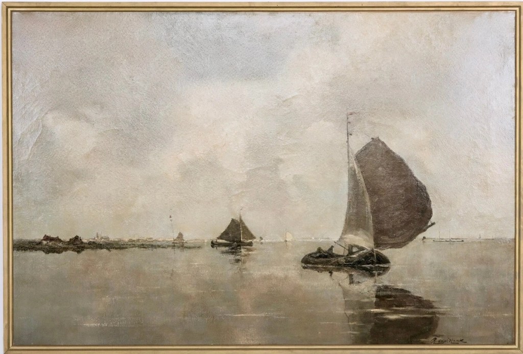 Een schilderij van een oceanscape na restauratie