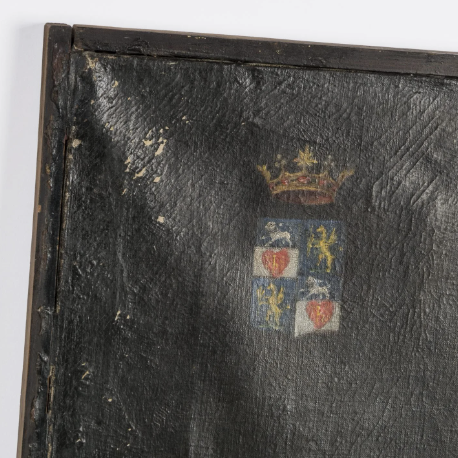 The corner of a painting has deformations and warping